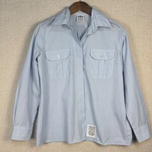 DSCP Guardian Collection Womens US Military Dress Shirt Blue Long Sleeve Size 14